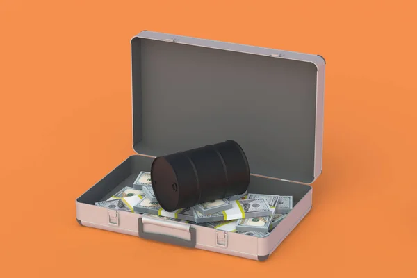 Suitcase Full Money Barrel Investing Oil Industry Cost Profitability Energy — Φωτογραφία Αρχείου