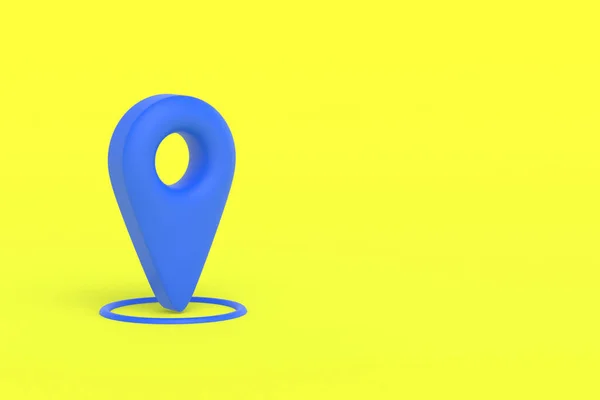 Icono Puntero Mapa Azul Sobre Fondo Amarillo Marcador Gps Ubicación — Foto de Stock