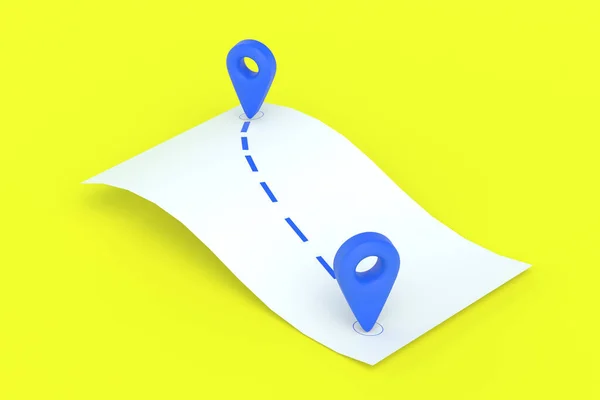Icona Puntatore Mappa Blu Sfondo Giallo Marcatore Gps Posizione Geografica — Foto Stock