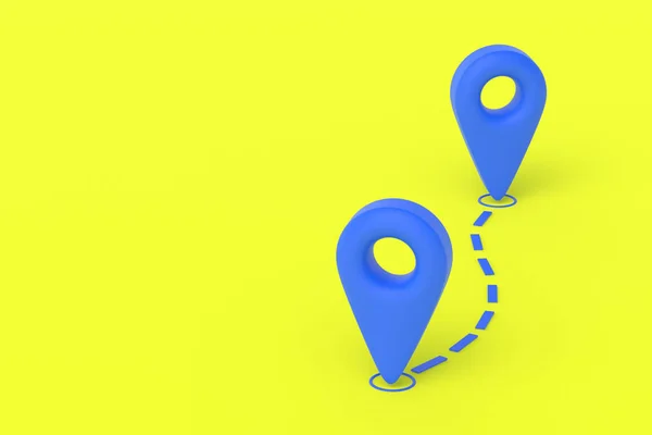 Blue Map Pointer Icon Yellow Background Gps Marker Geographical Location — Stock Photo, Image