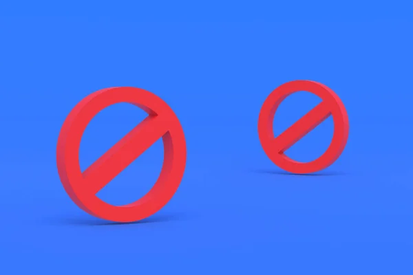 Дві Заборонні Знаки Червоного Кольору Синьому Фоні Візуалізація — стокове фото