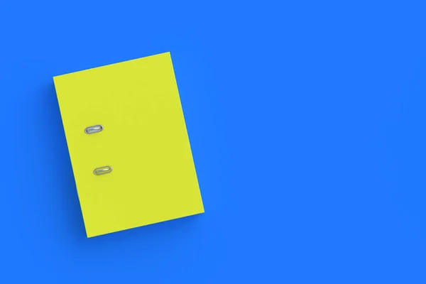 Una Cartella File Binder Colore Giallo Sfondo Blu Vista Dall — Foto Stock