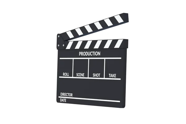 Movie Clapper Board Isolated White Background Render — 图库照片