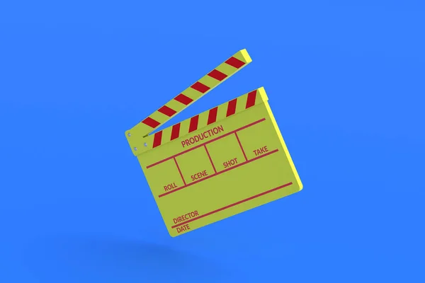 Placa Palmas Filme Cor Amarela Fundo Azul Acessórios Para Fazer — Fotografia de Stock