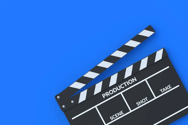 Mavi Arka Planda Film Alkışlaması Tahtası Film Yapımı Aksesuarlar Sinematografi — Stok fotoğraf