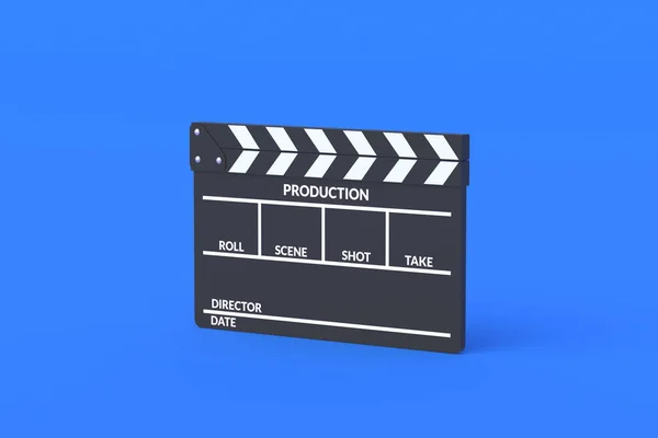 Filmklapbord Blauwe Achtergrond Filmmaker Accessoires Cinematografie Concept Film Bioscoop Renderen — Stockfoto