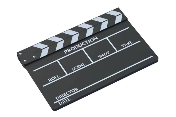 Movie Clapper Board Isolated White Background Render — 图库照片