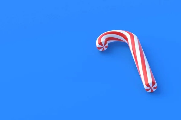 Karácsonyi Sétapálca Piros Csíkos Cukorka Kék Háttérrel Újévi Ünnepség Koncepció — Stock Fotó