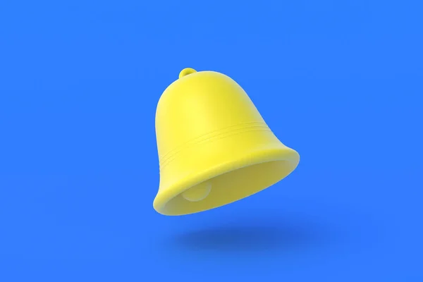 Vieille Cloche Jaune Sur Fond Bleu Rendu — Photo