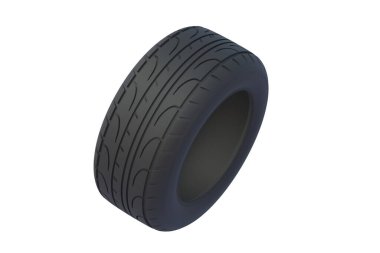 Lastik araba lastiği beyaz arka planda izole edilmiş. 3d hazırlayıcı