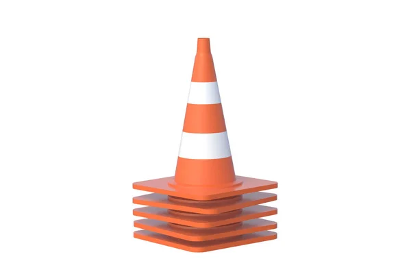 Heap Striped Road Cones Barriers Isolated White Background Render — Stock Photo, Image