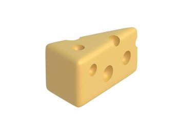 Beyaz arka planda izole edilmiş üçgen peynir dilimi. Süt ürünleri. 3d hazırlayıcı