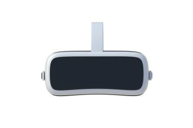 Beyaz arka planda izole edilmiş bir sanal gerçeklik gözlüğü. Sanal gerçeklik kulaklığı. Modern cihazlar geliştirildi. Oyun için icat teknolojisi. Ön manzara. 3d hazırlayıcı