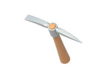 Kazma izole edilmiş beyaz arka plan. Madencilik aracı. 3d hazırlayıcı