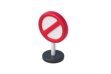 Beyaz arka planda yasak işareti var. Çörek sembolü. Çapraz çizgili kırmızı daire. 3d hazırlayıcı