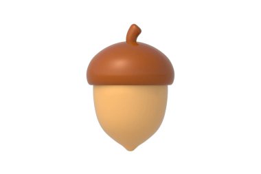 Beyaz arka planda izole edilmiş bir palamut. Yan görüş. 3d hazırlayıcı