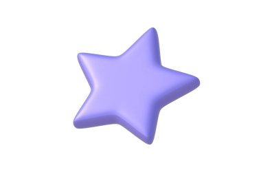 Star of purple color isolated on white background. Toy for children. Customer feedback. Decorative element. 3d render