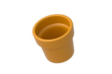 Beyaz arka planda izole edilmiş seramik saksı. Çiçekler için vazo. Bahçe malzemeleri. 3d hazırlayıcı
