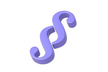 Beyaz arkaplanda izole edilmiş mor rengin paragraf sembolü. 3d hazırlayıcı