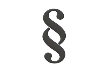 Beyaz arkaplanda izole edilmiş paragraf sembolü. Üst Manzara. 3d hazırlayıcı