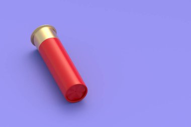 Mor arka planda karabina için kabuk. Pompalı için şarjör. Skeet atışı için mermi. Uzayı kopyala 3d hazırlayıcı