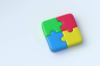 Açık gri arkaplanda bulmaca parçaları. Uzayı kopyala 3d hazırlayıcı