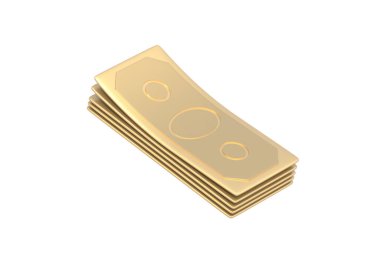 Altın para banknotu beyaz arka planda izole edilmiş. Kağıt para. 3d hazırlayıcı