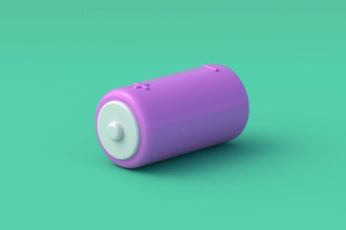 Batarya yeşil arka planda. Enerji toplayıcısı. 3d hazırlayıcı