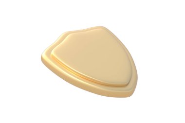 Altın kalkan beyaz arka planda izole edilmiş. 3d hazırlayıcı