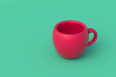 Yeşil arka planda bir fincan kahve. Çay kupası. Uzayı kopyala 3d hazırlayıcı