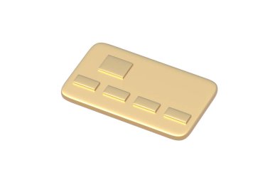 Beyaz arka planda izole edilmiş altın kredi kartı. 3d hazırlayıcı