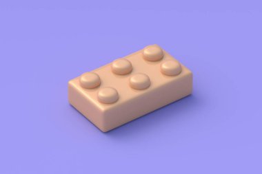 Mor arka planda oyuncak bloğu. İnşaat plastik tuğla. 3d hazırlayıcı