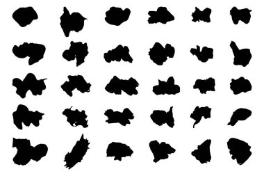 Bir dizi siyah fırça darbesi. Güzel fırça koleksiyonu..