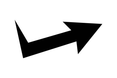 Düz siyah ok simgesi. Yön işareti, navigasyon düğmesi. Projeler için iyi.