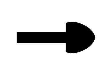 Düz siyah ok simgesi. Yön işareti, navigasyon düğmesi. Projeler için iyi.