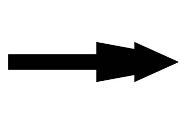 Düz siyah ok simgesi. Yön işareti, navigasyon düğmesi. Projeler için iyi.