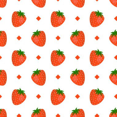 Seamless pattern with red cute strawberries. Good for any project.