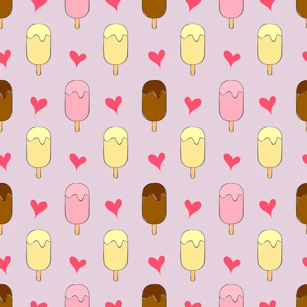 Seamless Pattern Hand Drawn Popsicles Good Any Project — Vector de stock