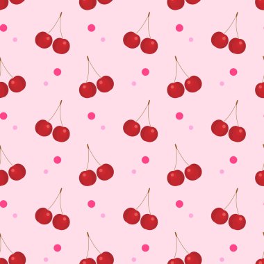 Seamless pattern with cherries on pink background. Good for any project.