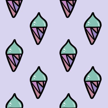 Tatlı Dondurma Konisi Pastel Arkaplanda Kusursuz Desen