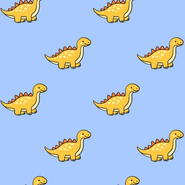 Şirin Dinozor Kusursuz Desenli Arkaplanda Çizgi Film Dinozoru