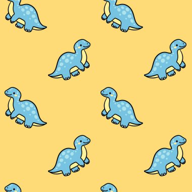 Şirin Dinozor Kusursuz Desenli Arkaplanda Çizgi Film Dinozoru