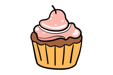 Pembe Krem Vektör İllüstrasyonlu Kek