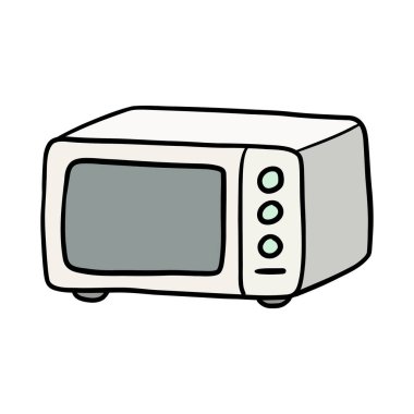 Şirin Mikrodalga fırın Mutfak Uygulama Vektörü İllüstrasyonu