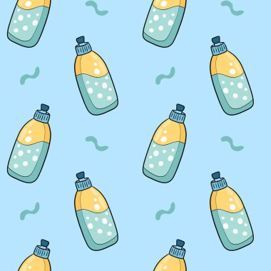 Şirin Su Şişesi Kusursuz Şekilsiz İçecek Kutusu Vektör Arkaplanı