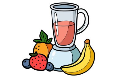 Fresh Fruits Smoothie Vector Illustration Sağlıklı İçecek Mutfağı Simgesi