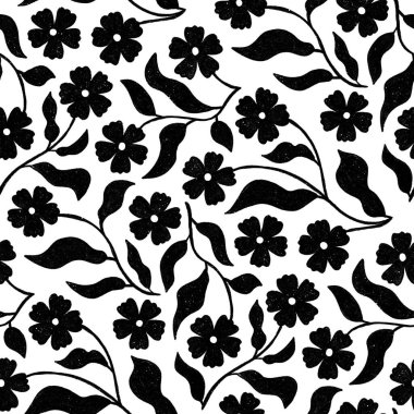 Organik Bitki Şekilleriyle Klasik Tek Renkli Botanik Desen