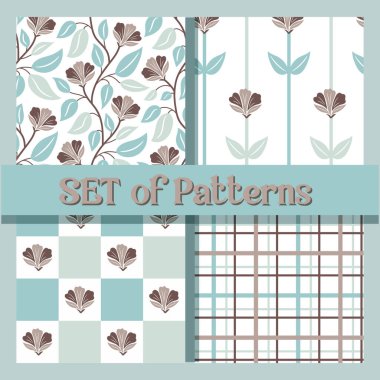 Yumuşak Pastel Çiçeksiz desenli narin botanik elementleri