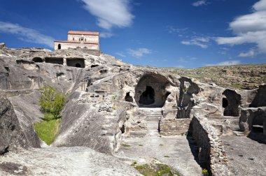 Gürcistan Kafkasya bölgesindeki dağlar uplistsikhe Panoraması