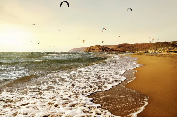 Panorama paesaggio di surf spiaggia di Rodi Immagine Stock